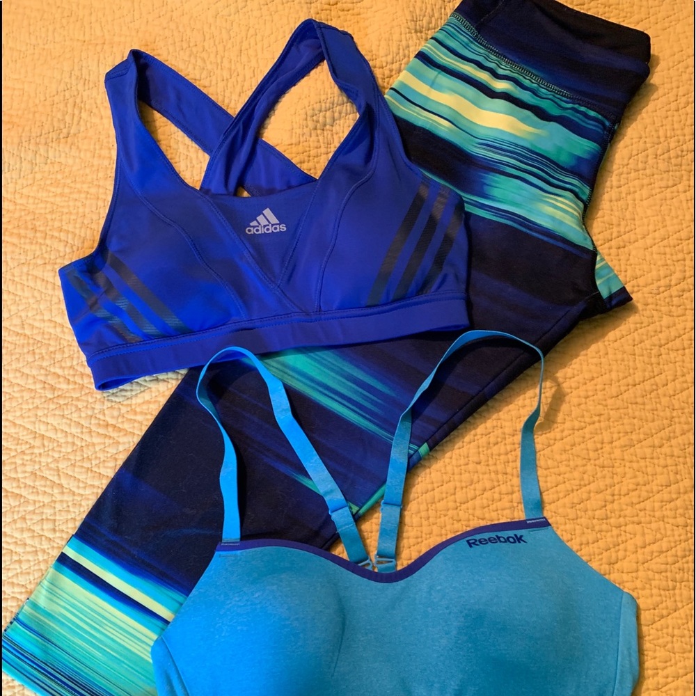 Lot of workout capris sports bras Medium Reebok Ad
